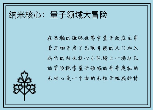 纳米核心：量子领域大冒险